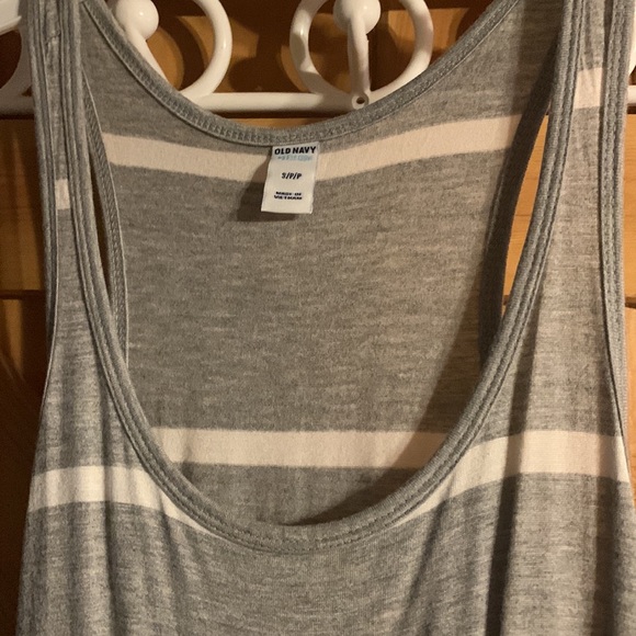 Old Navy Knit Tank Maxi Dress grey stripe Size Small - Picture 3 of 9